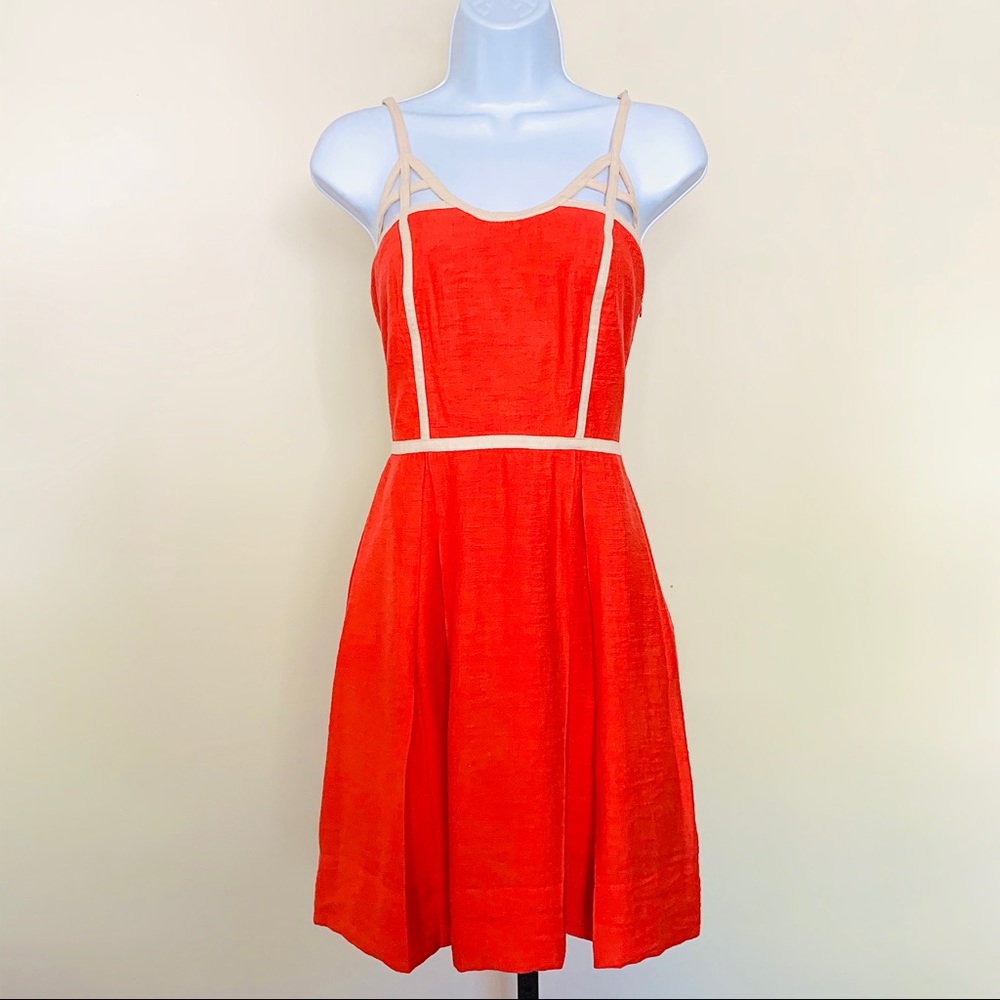 Jessica Simpson Fit & Flare Orange Dress 👗 - Picture 1 of 5